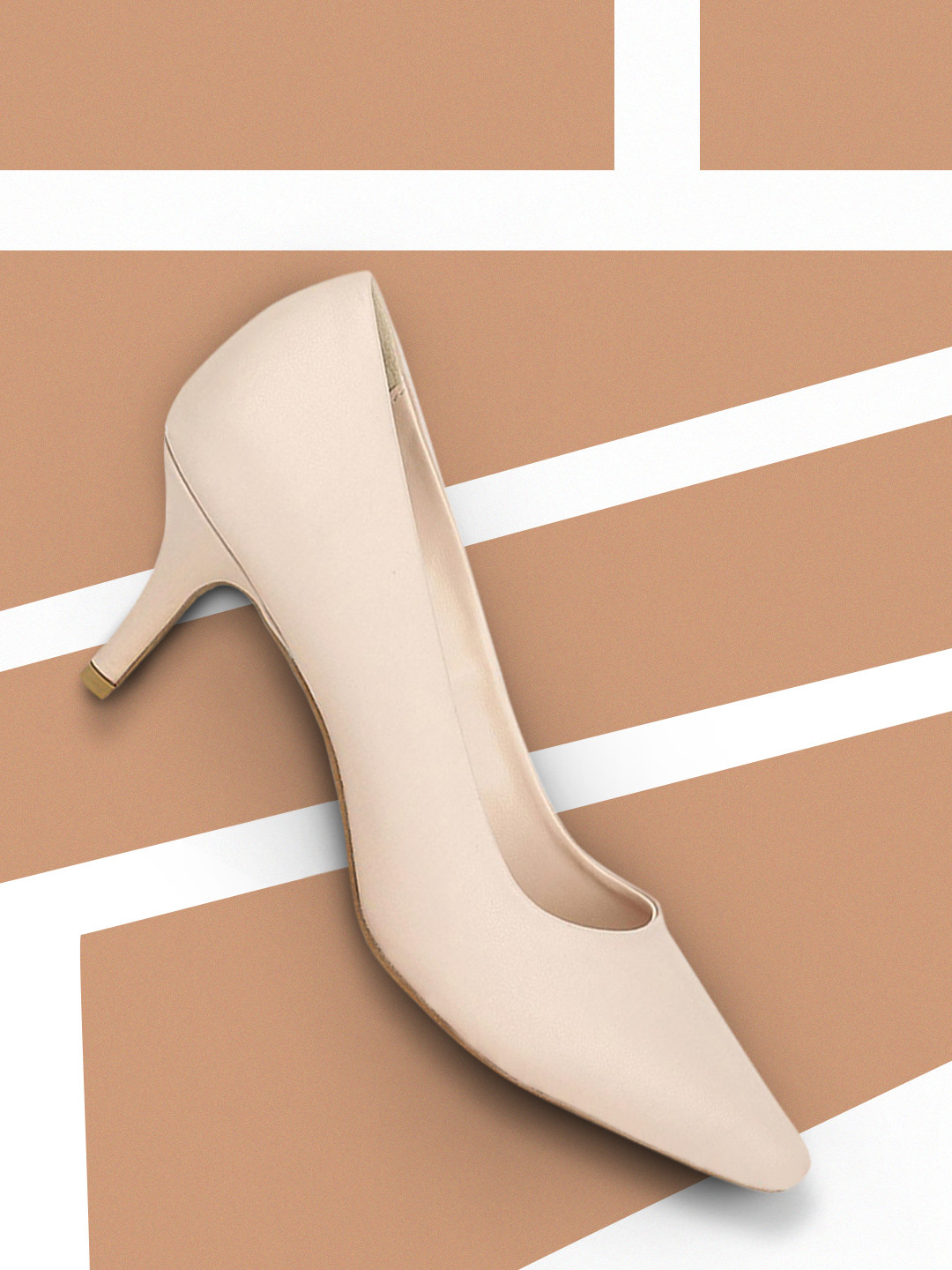 

Bata Women Beige Solid Pumps
