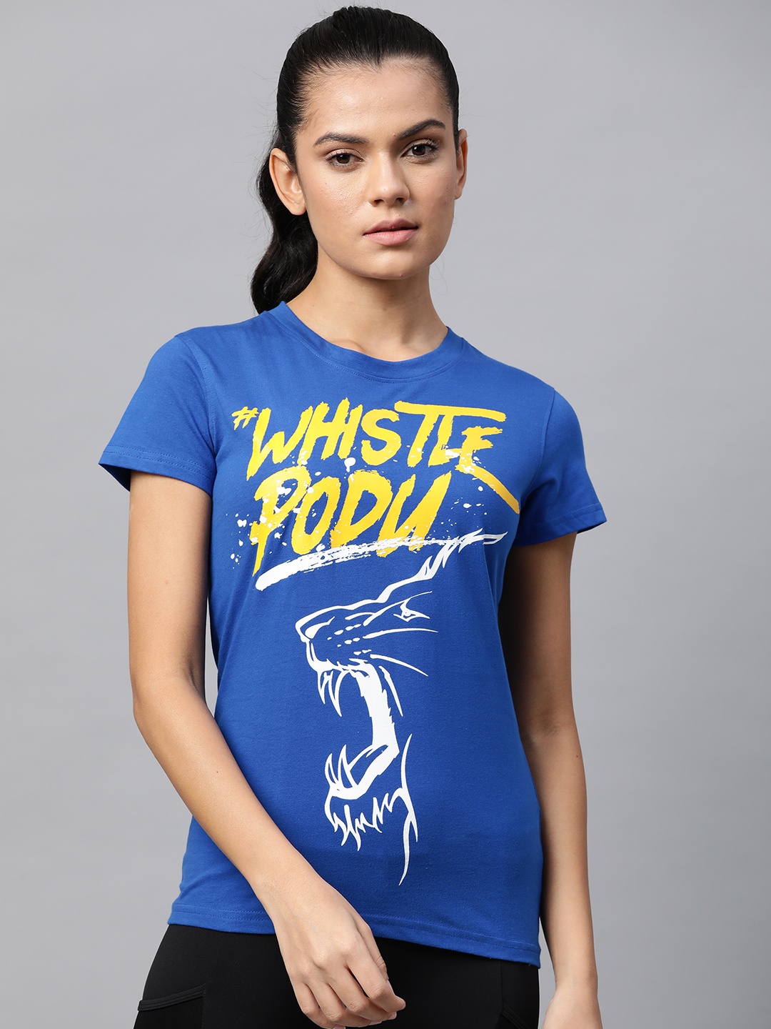 

SEVEN by MS Dhoni Women Blue Printed T-shirt