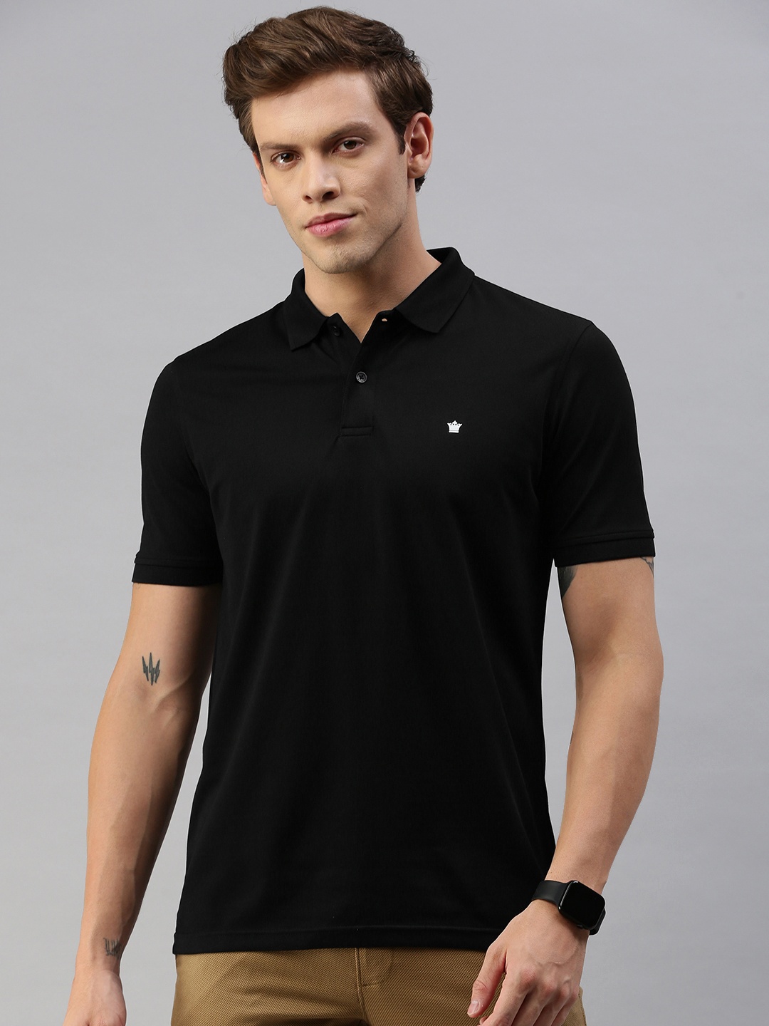

Louis Philippe Men Black Polo Collar T-shirt