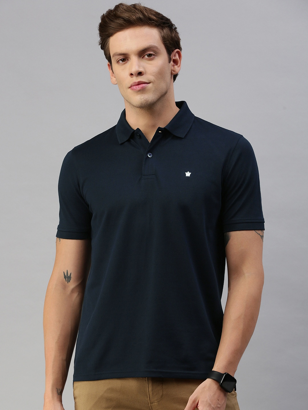 

Louis Philippe Men Navy Blue Polo Collar T-shirt