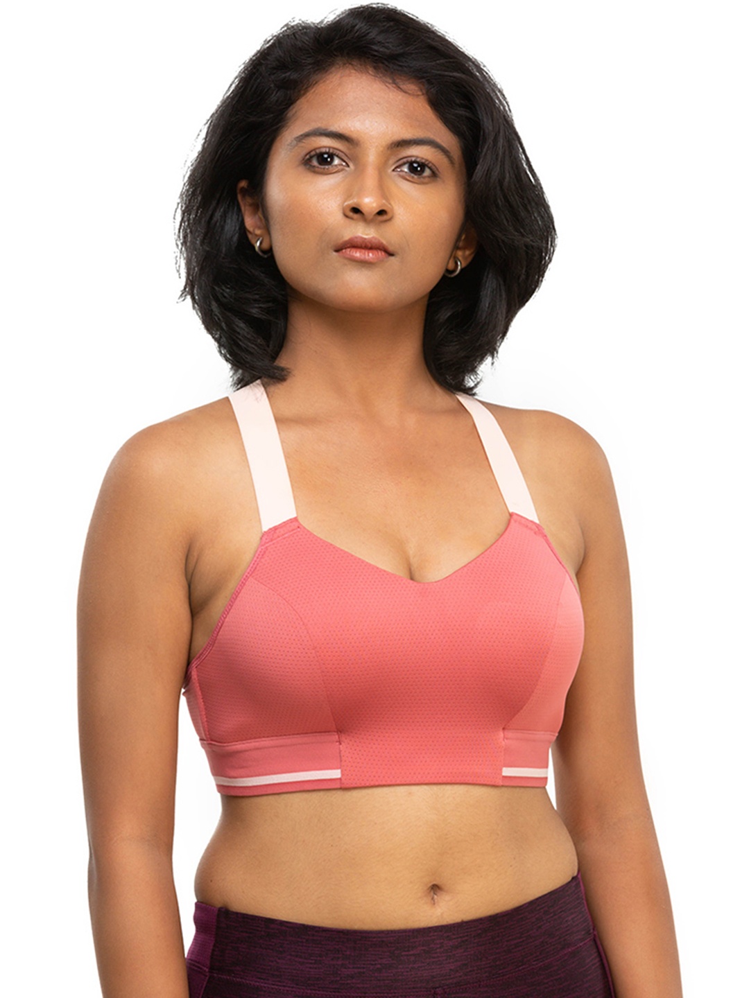 

Domyos by Decathlon Women Desert Rose Medium Support Padded Sports Bra, Pink