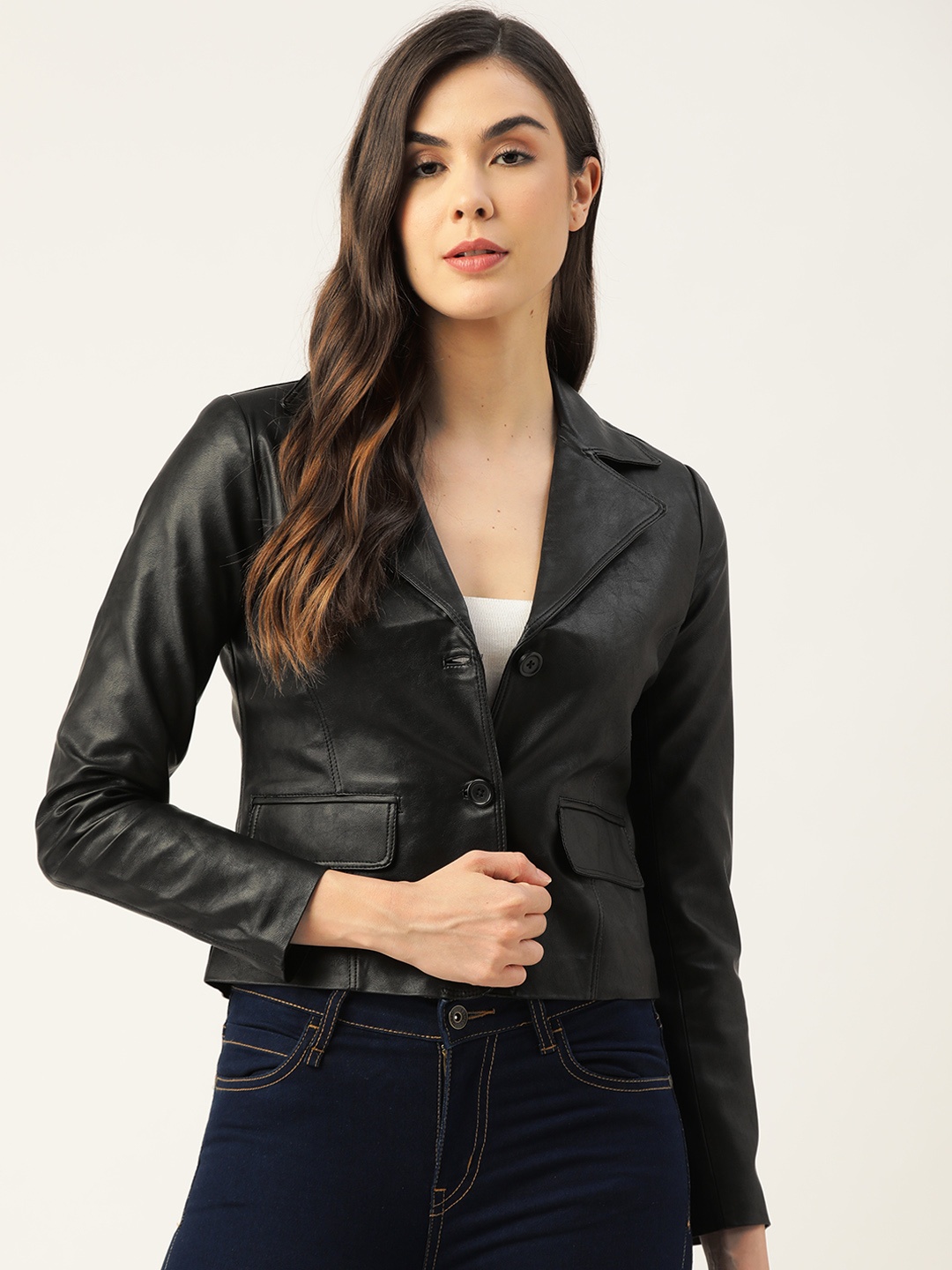 

Leather Retail Women Black Lightweight Faux Leather Jacket