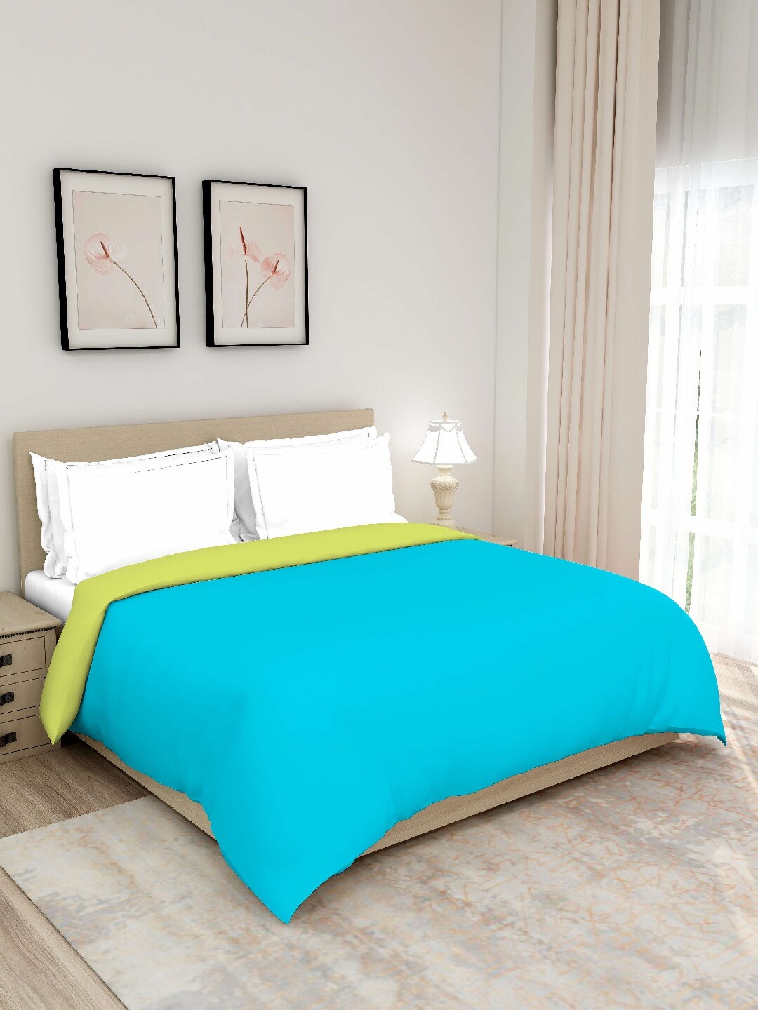 

Layers Blue & Green Solid AC Room 120 GSM Double Bed Comforter