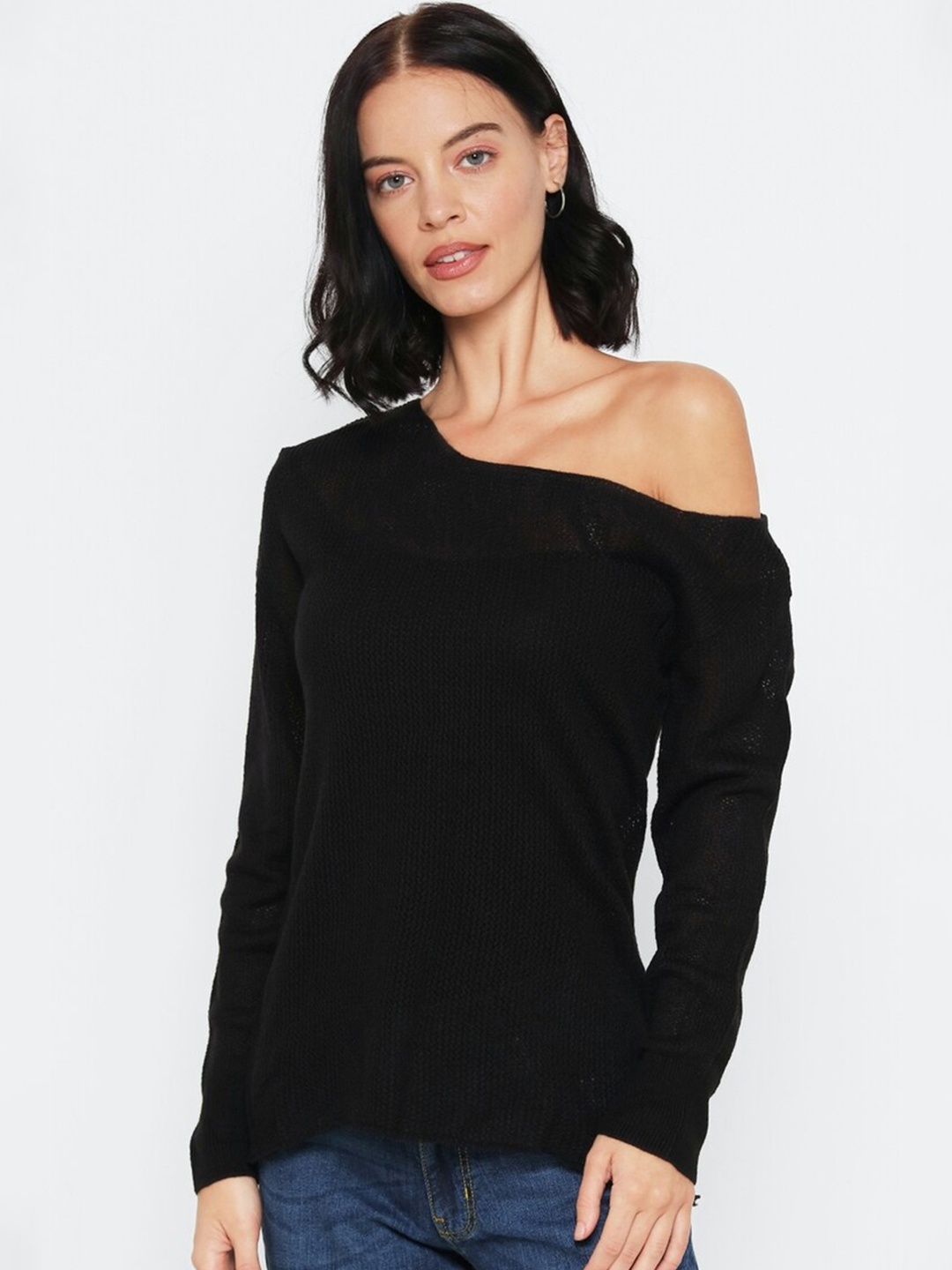 

FOREVER 21 Women Black Solid Pullover Sweater