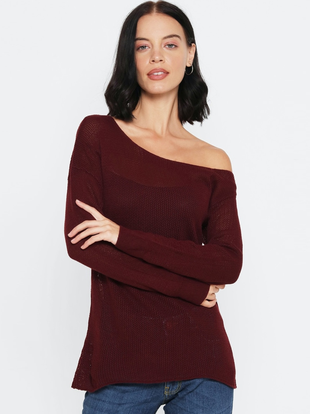 

FOREVER 21 Women Maroon Solid Sweater