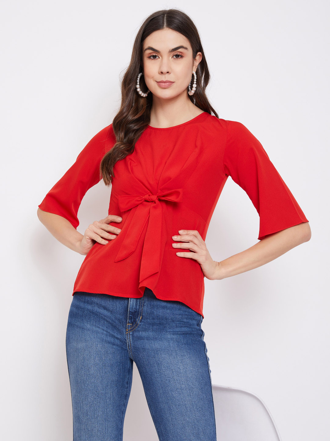 

Uptownie Lite Red Crepe A-Line Top