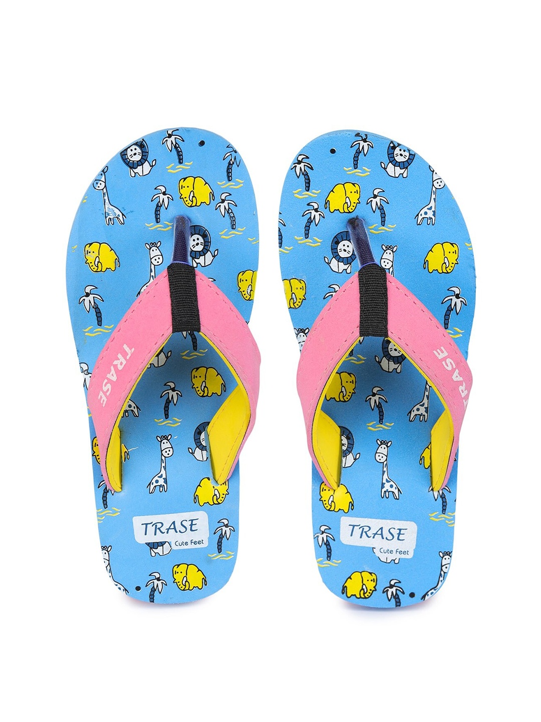 

TRASE Unisex Kids Blue & Pink Printed Thong Flip-Flops