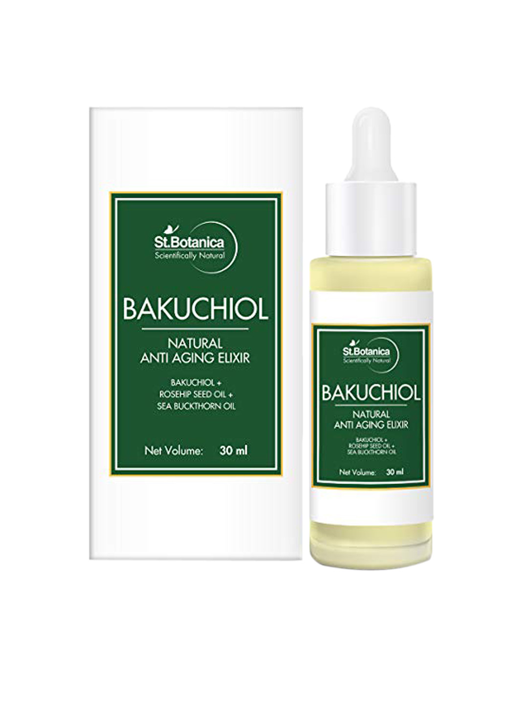 

St.Botanica Unisex Bakuchiol Face Oil Natural Anti Aging Elixir 30 ml, Green