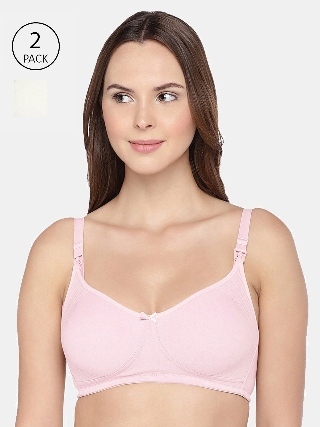 

Inner Sense Pack of 2 White Organic Cotton Non-Wired Non Padded Maternity Bras IMB005B_5F