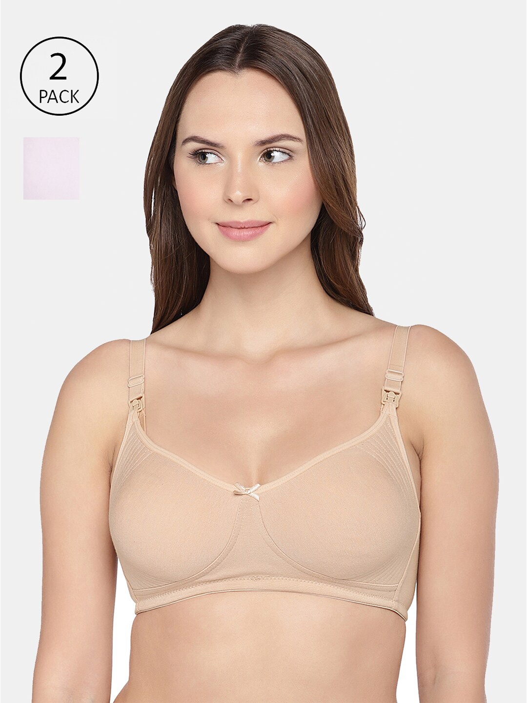 

Inner Sense Pack Of 2 Solid Non-Wired Non Padded Maternity Bra IMB005A_5B, Nude