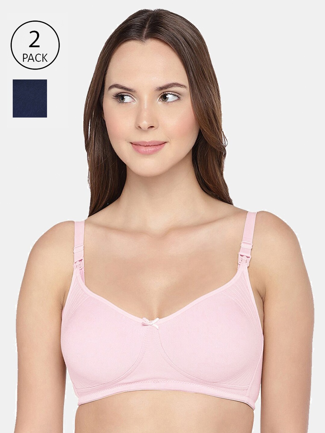 

Inner Sense Pack of 2 Navy Blue & Pink Solid Antimicrobial Maternity Bra IMB005B_5E