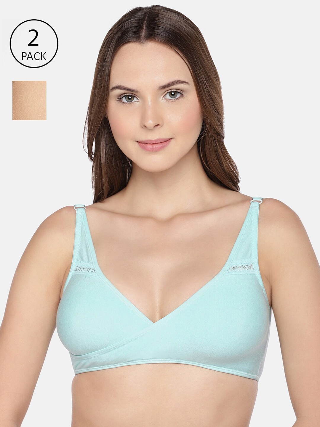 

Inner Sense Beige Set of 2 Solid Non-Wired Non Padded Maternity Bras IMB007C_7F
