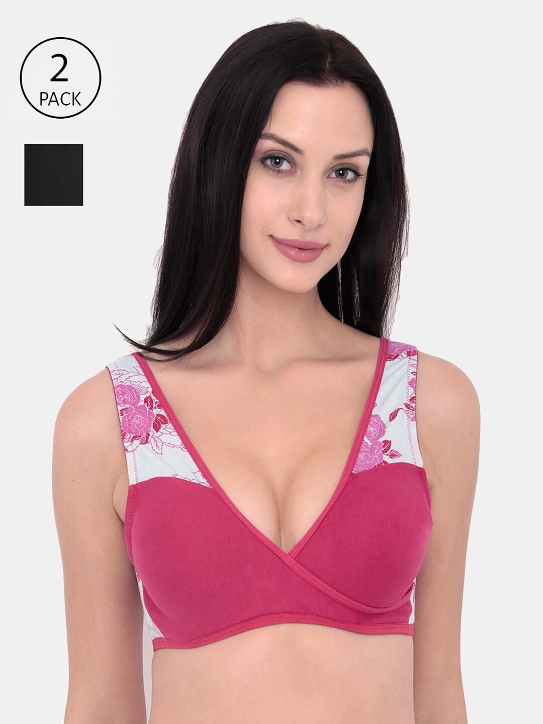 

Inner Sense Pink & Black Printed Non-Wired Non Padded Maternity Sustainable Bra