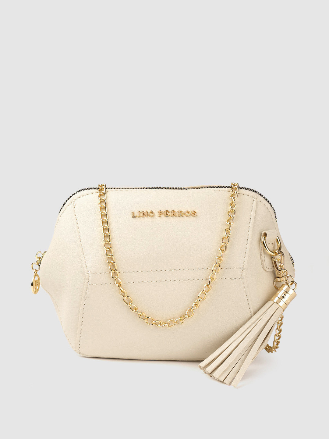 

Lino Perros Women Cream-Coloured Solid Sling Bag