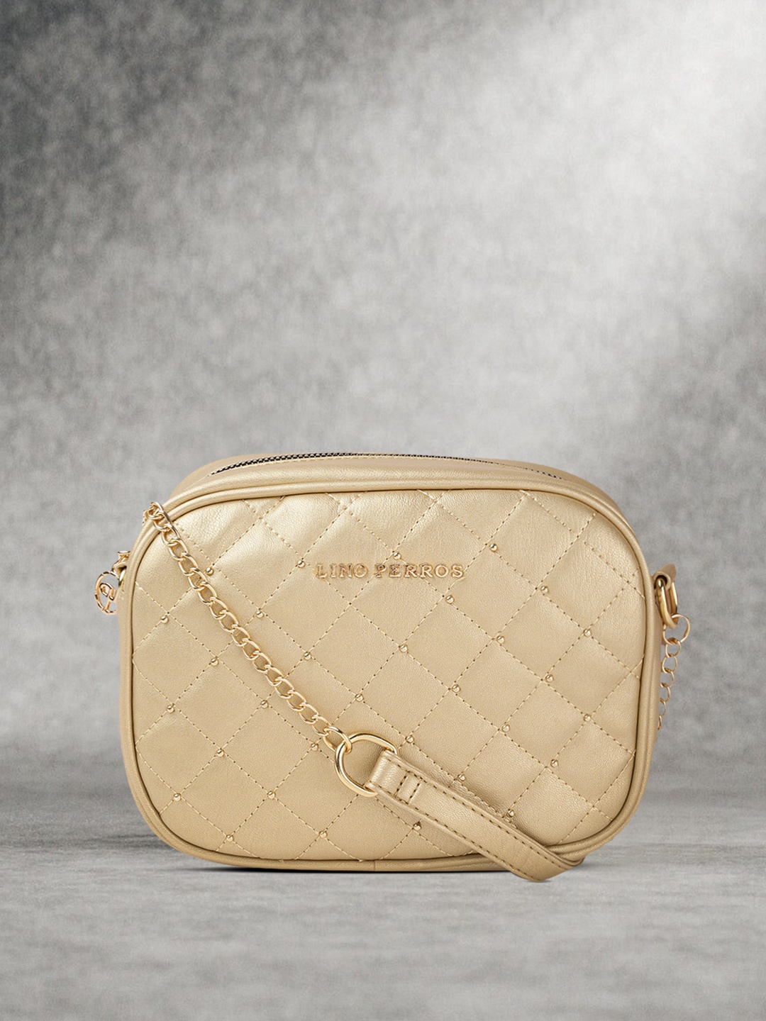 

Lino Perros Women Gold-Toned Quilted Sling Bag