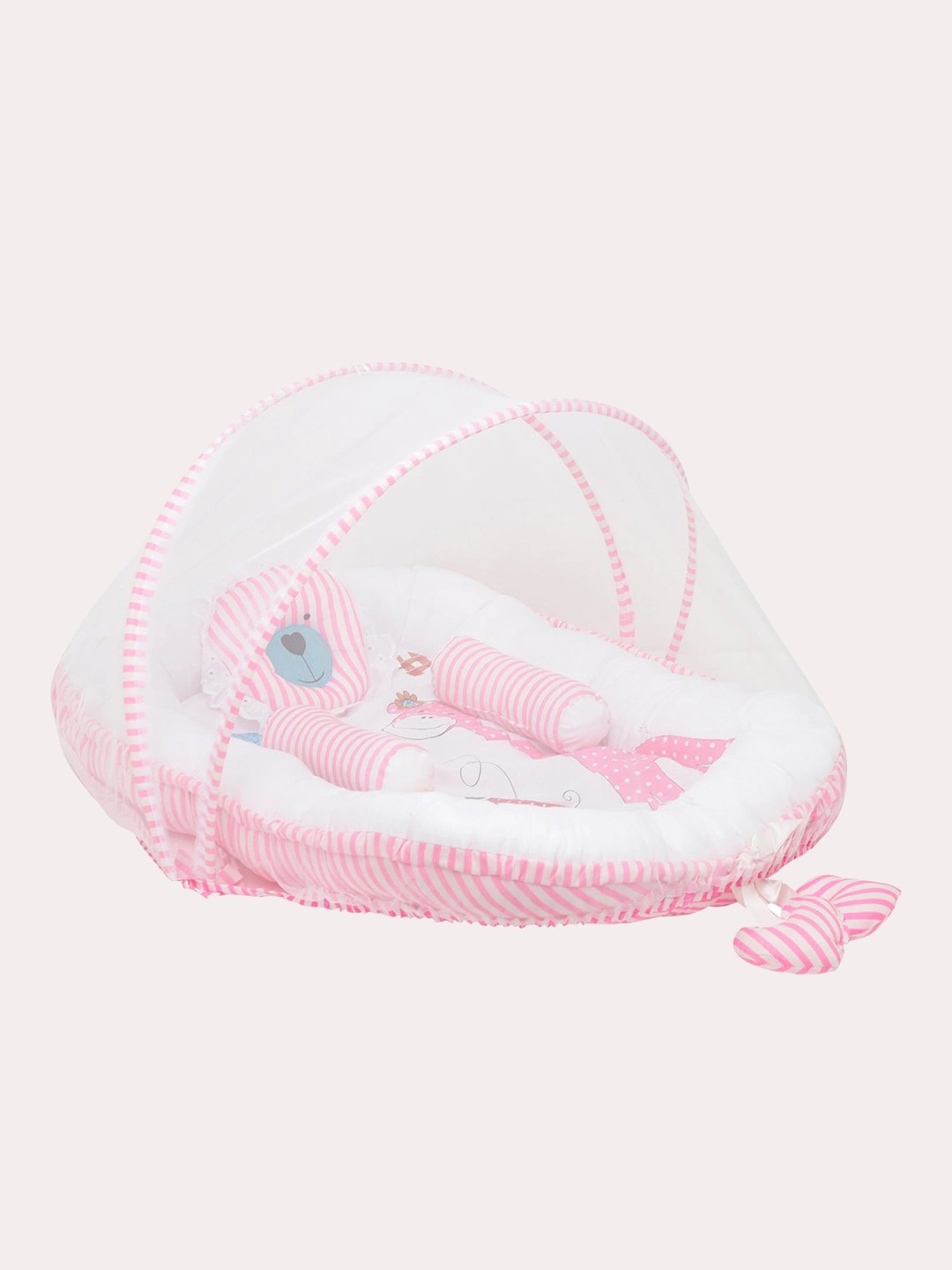 

Superminis Infant Kids Pink & White Baby Bedding Set