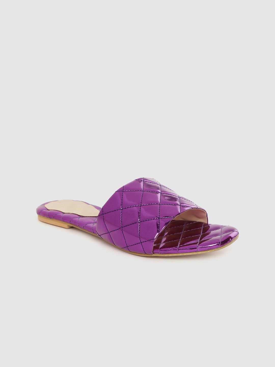 

DressBerry Women Purple Quilted Open Toe Flats