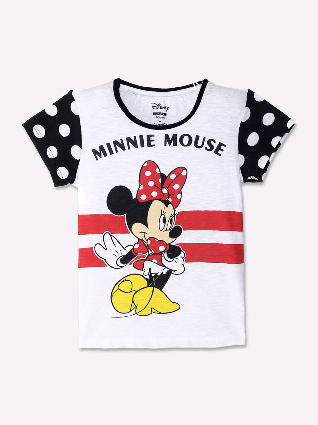 

Kids Ville Girls White & Red Minnie Mouse Printed Round Neck T-shirt