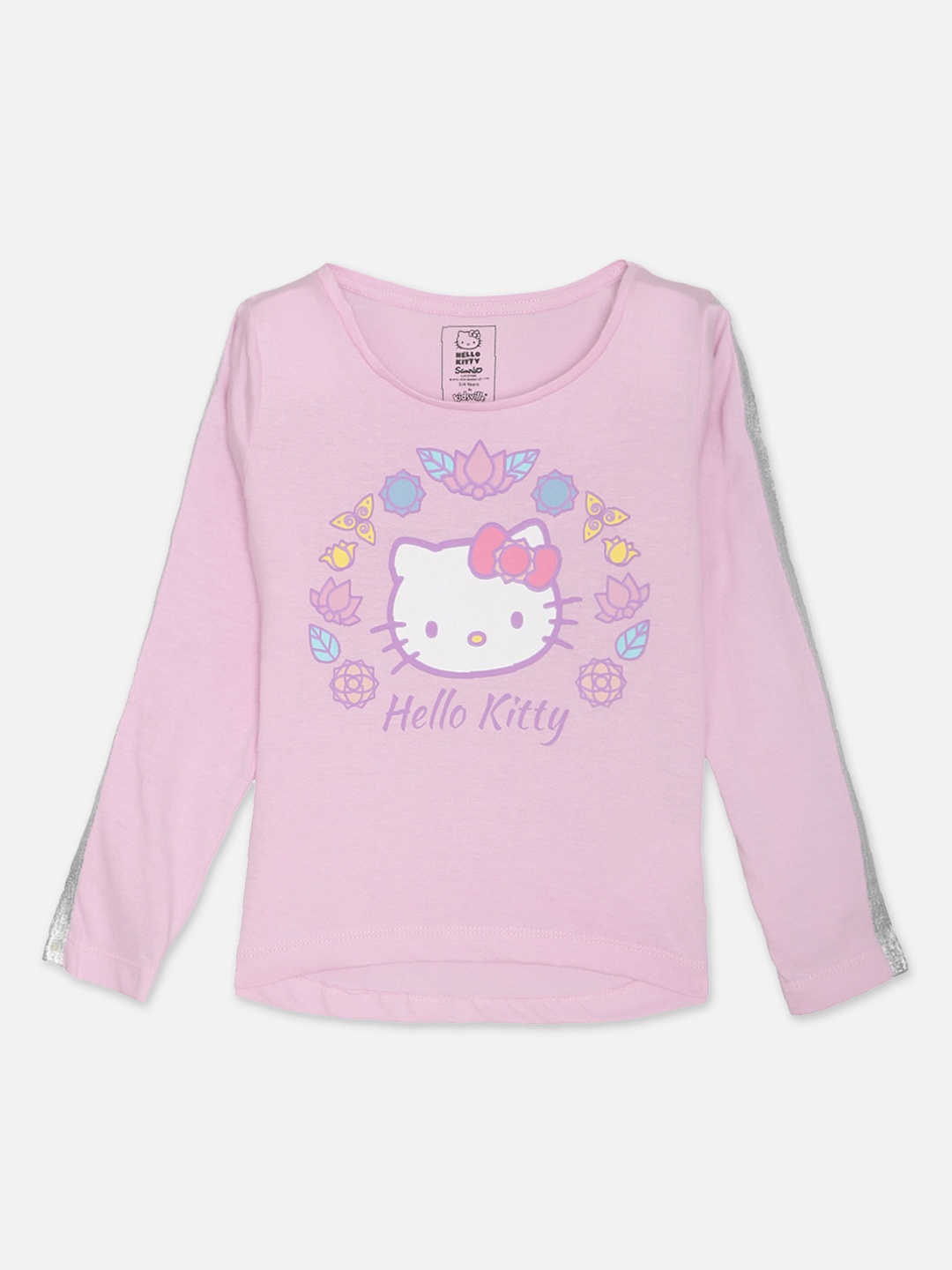 

Kids Ville Girls Purple Hello Kitty Printed Round Neck Cotton Pure Cotton T-shirt