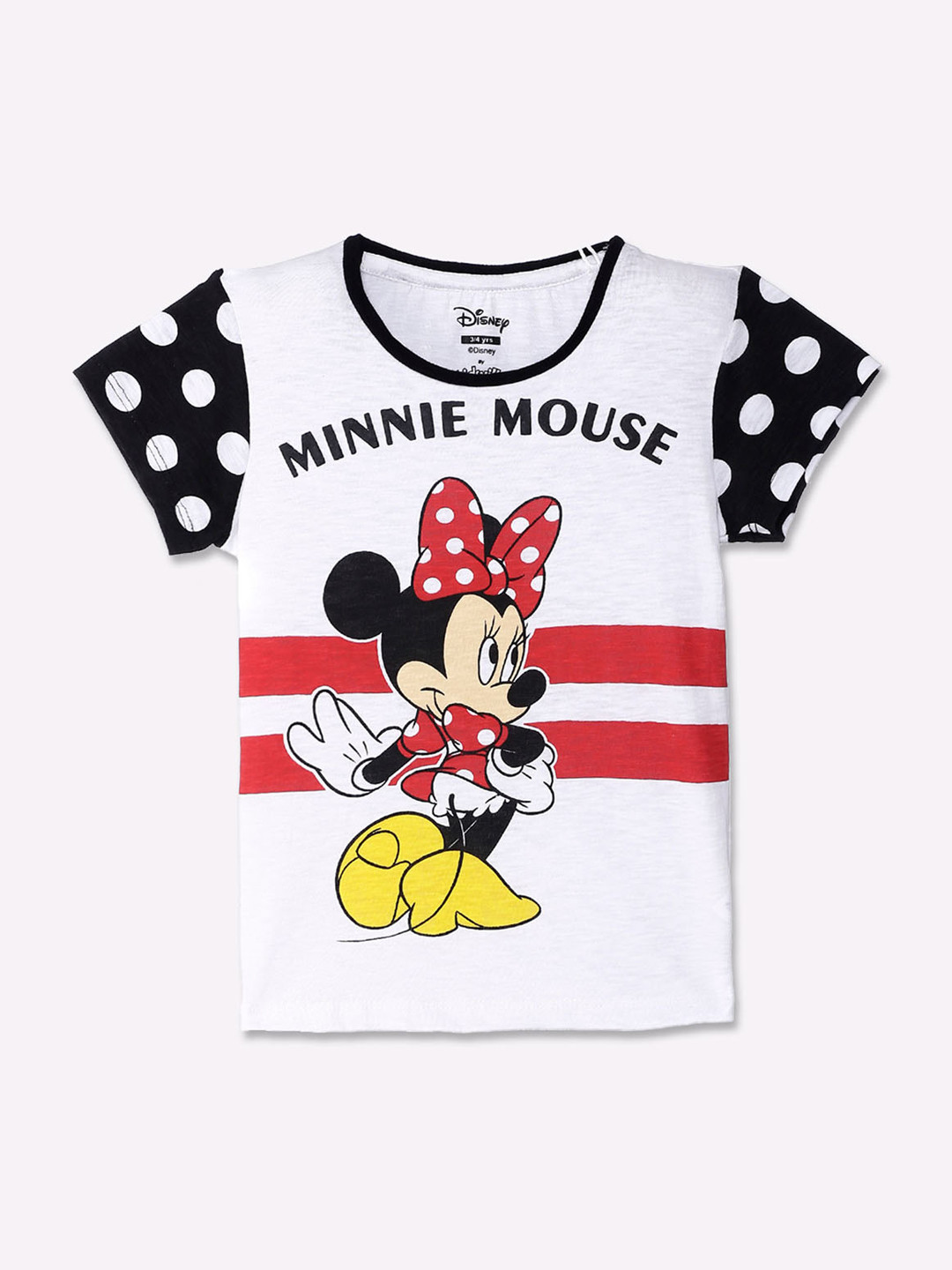 

Kids Ville Girls White & Red Minnie Mouse Printed T-shirt