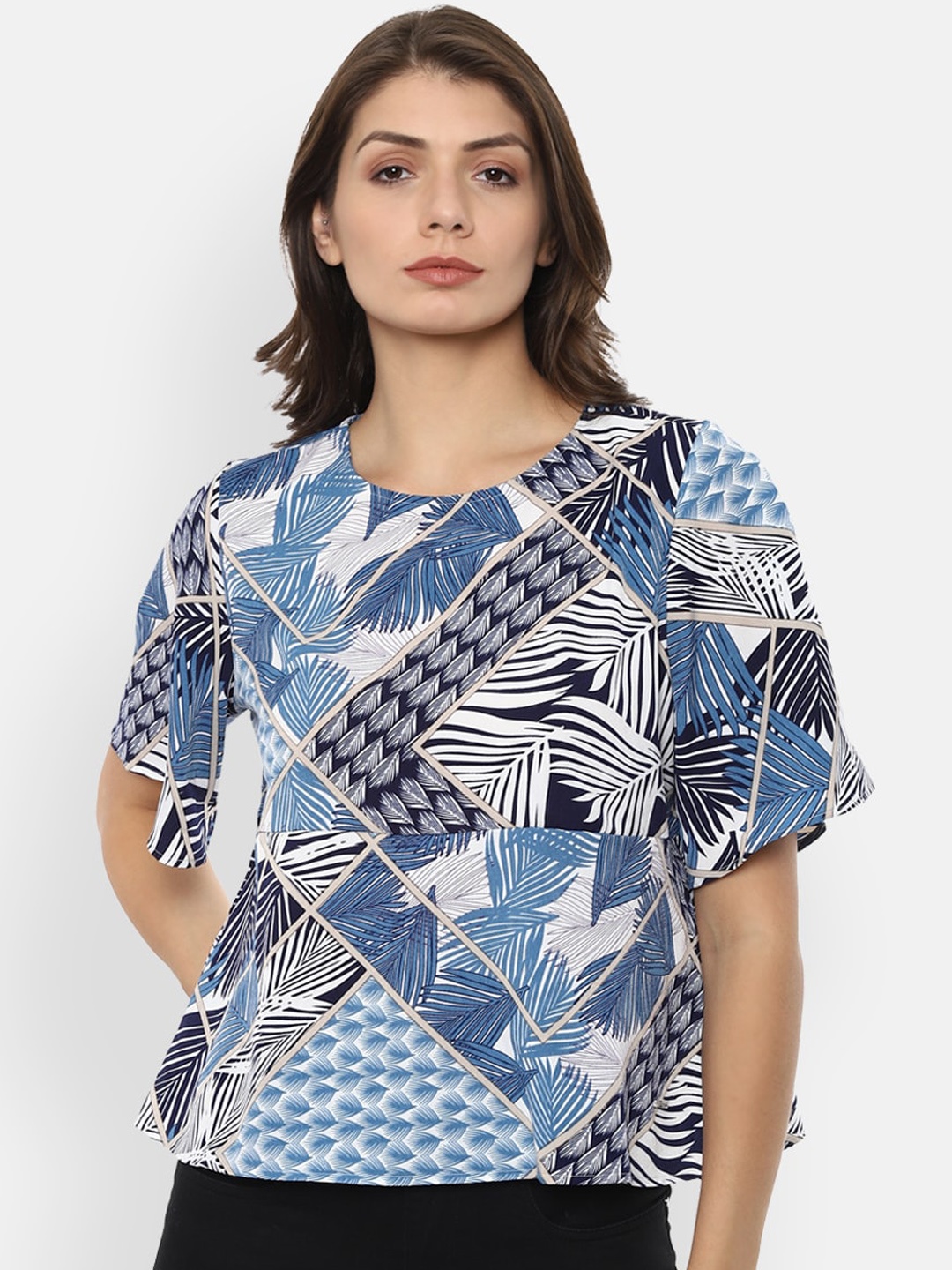 

Van Heusen Woman Blue Printed Regular Top