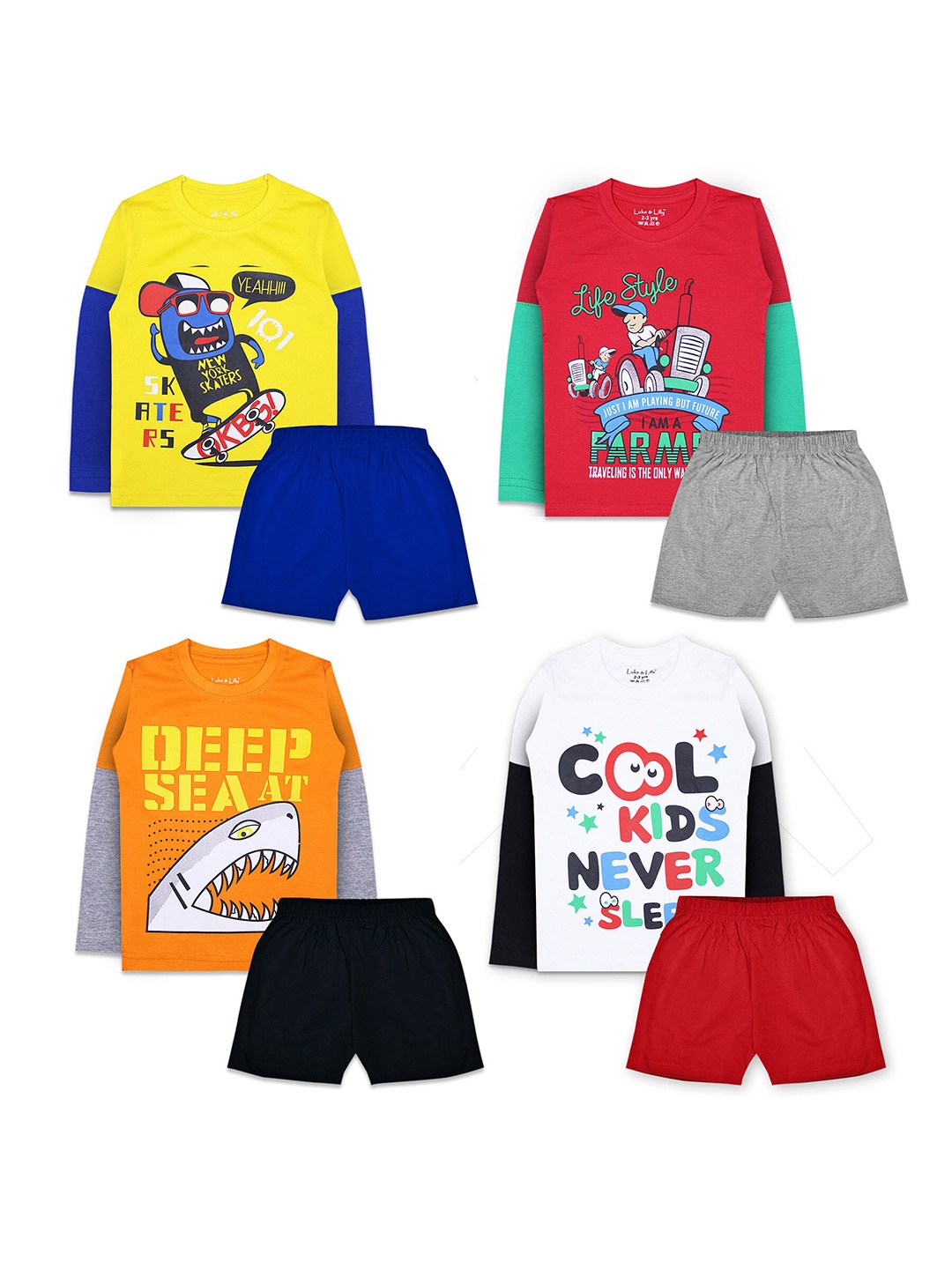

Luke & Lilly Boys Pack of 4 T-shirt with Shorts, Multi
