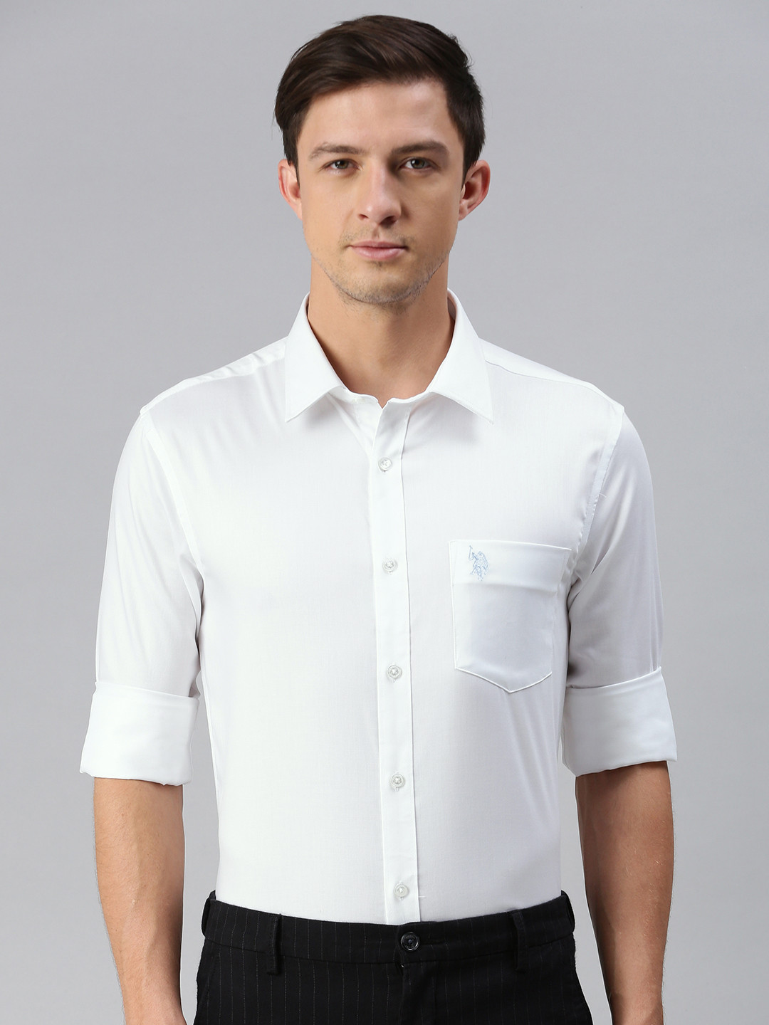 

U S Polo Assn Men White Tailored Fit Casual Shirt
