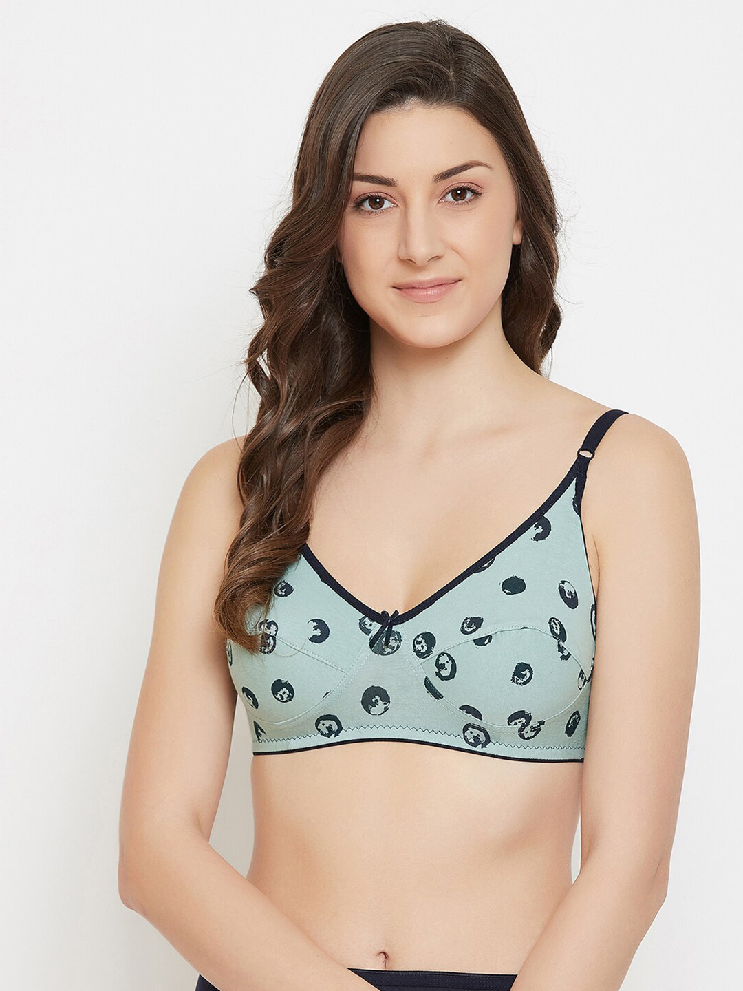 

Clovia Green & Black Printed Non-Wired Non Padded Everyday Bra BR0227G1132B
