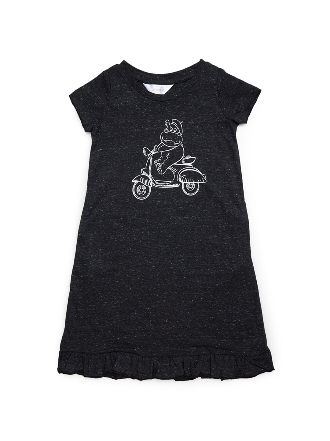 

Mystere Paris Girls Black & White Printed Nightdress