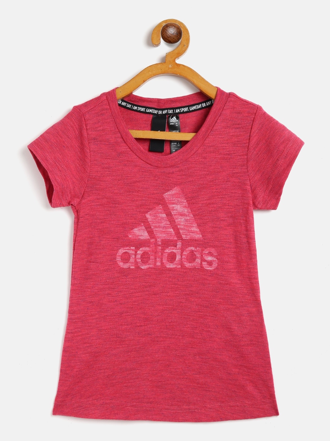 

ADIDAS Girls Pink & White Brand Logo Print JG A Must Have Sustainable T-shirt
