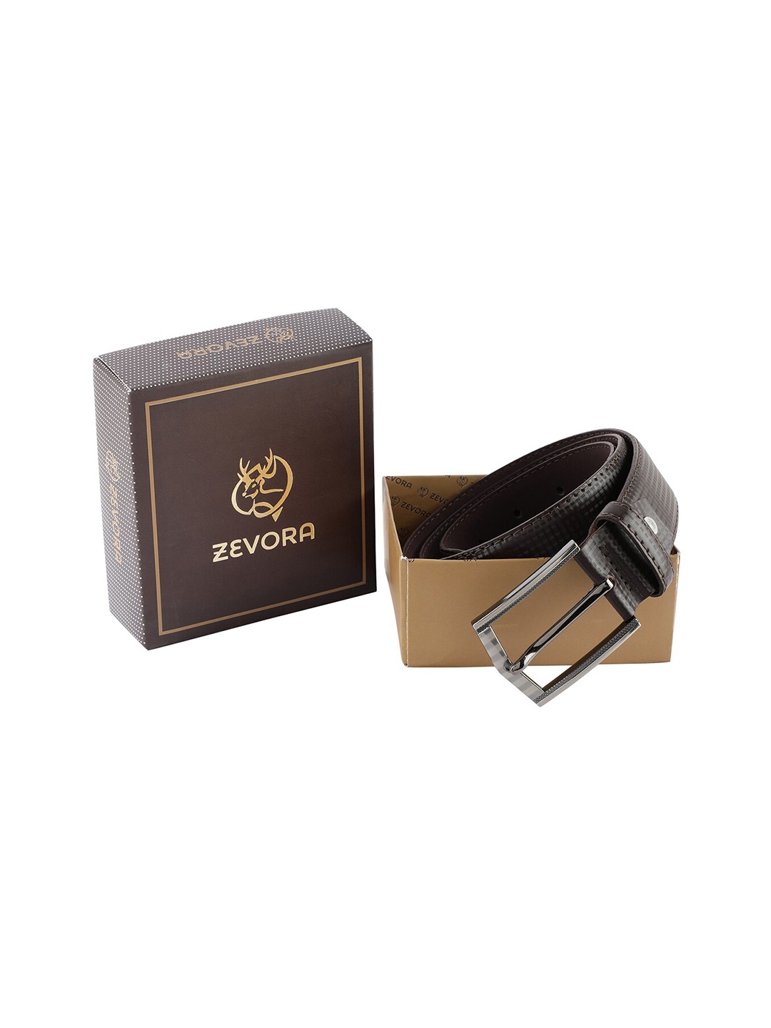 

ZEVORA Men Brown Textured Belt