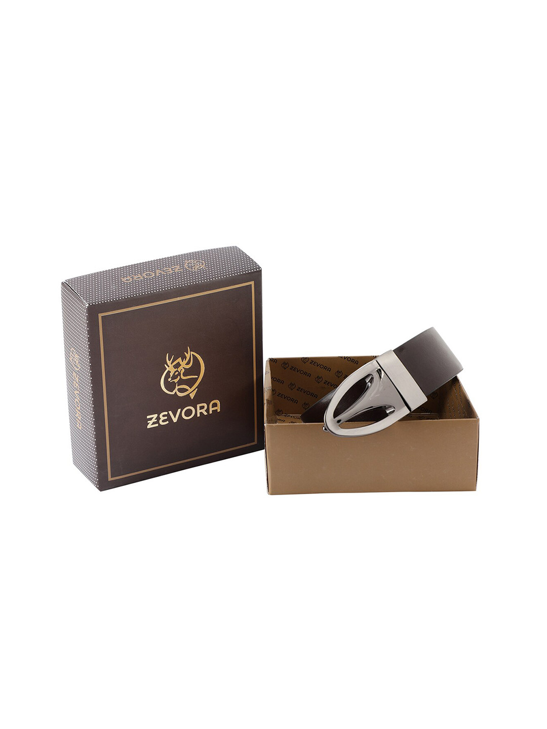 

ZEVORA Men Brown Textured Reversible Belt