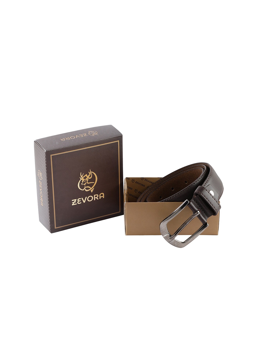 

ZEVORA Men Brown Textured Belt