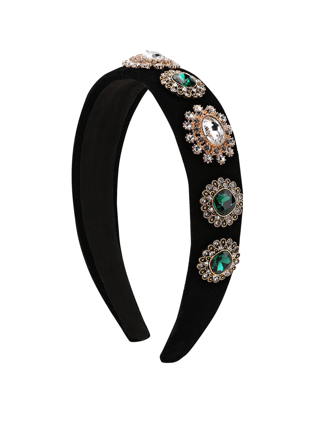 

Kazo Women Black & Green Emerald Embellished Hairband