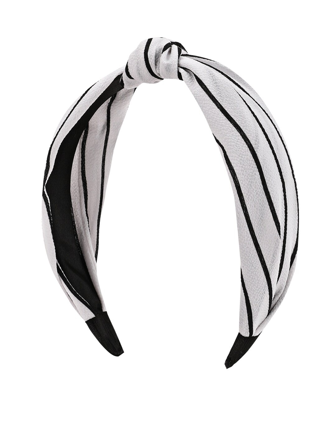 

Kazo Women White & Black Striped Knotted Hairband