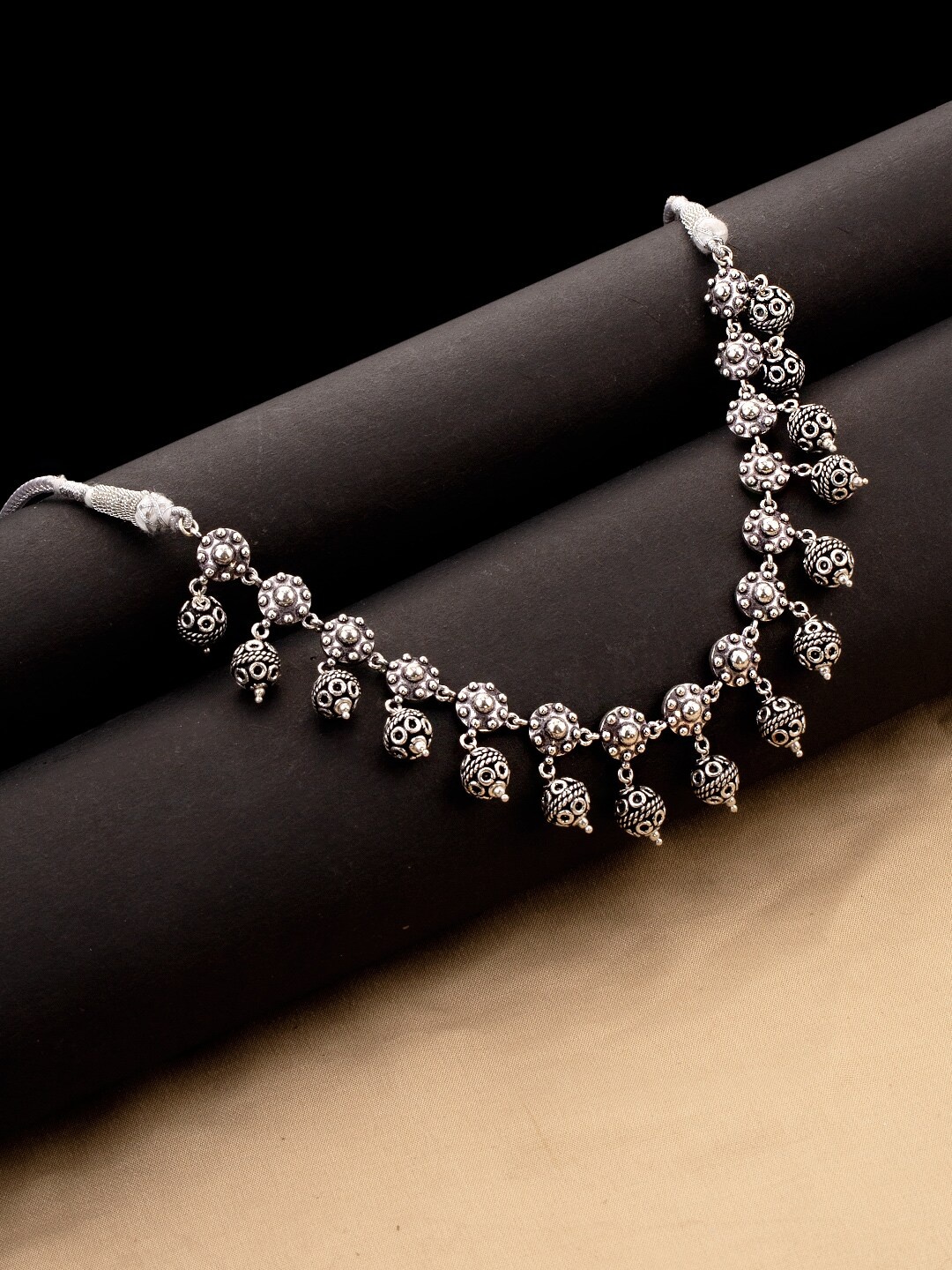 

Voylla Silver-Plated & Black Oxidised Necklace