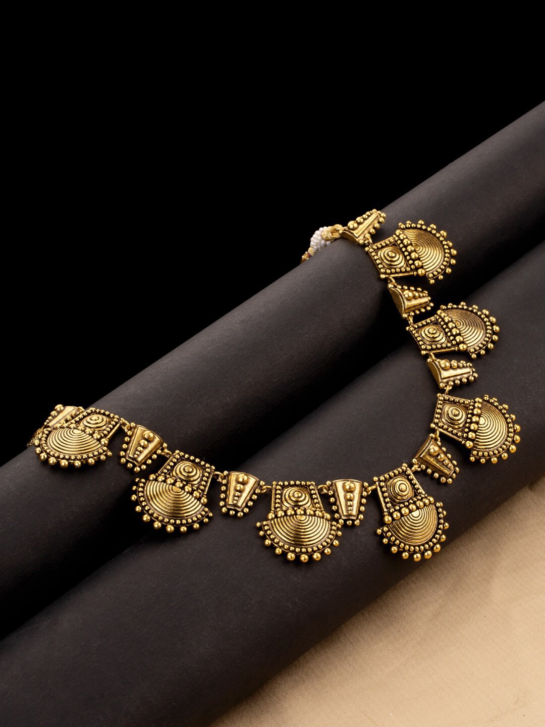 

Voylla Brass Gold-Plated Oxidised Necklace