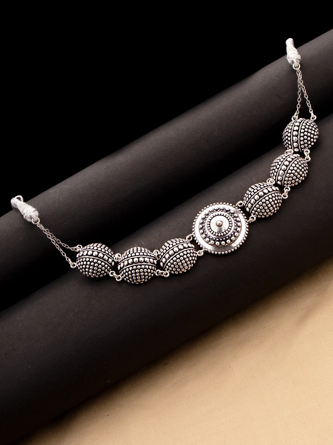 

Voylla Silver-Plated Brass Oxidised Choker Necklace