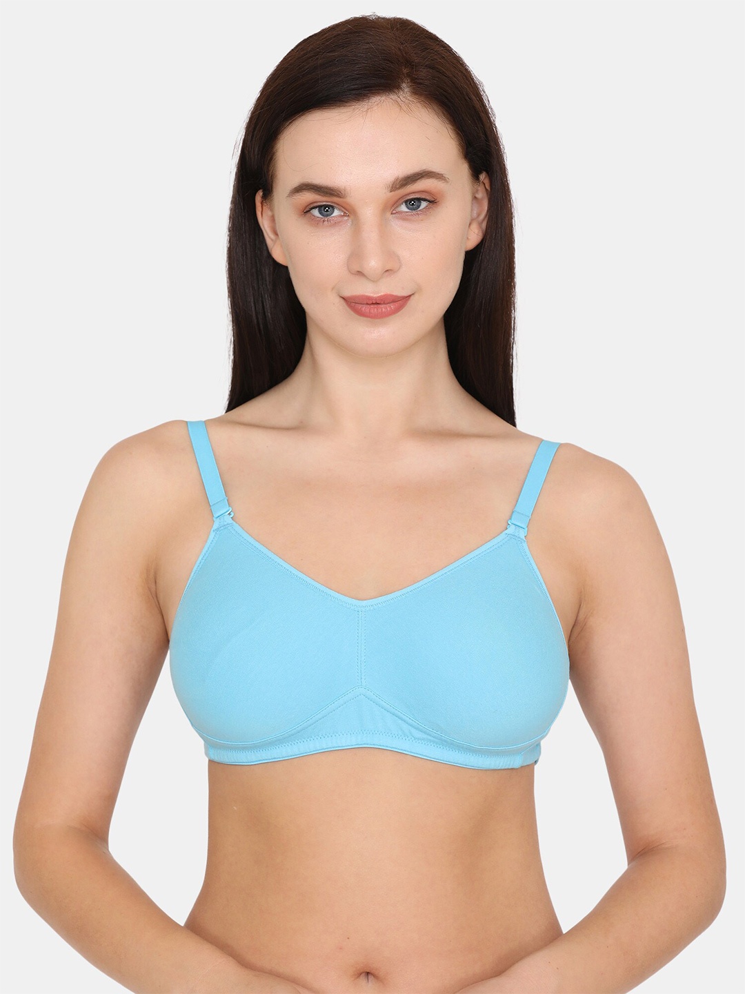 

Zivame Turquoise Blue Solid Non-Wired Non Padded Cotton Bralette Bra