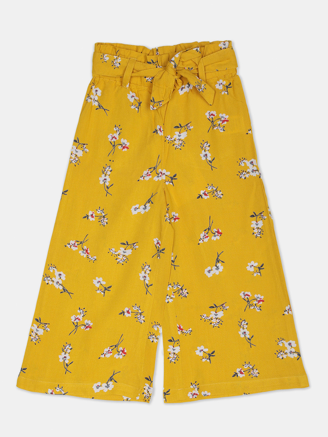 

Cherokee Girls Mustard Yellow & White Printed Flared Palazzos