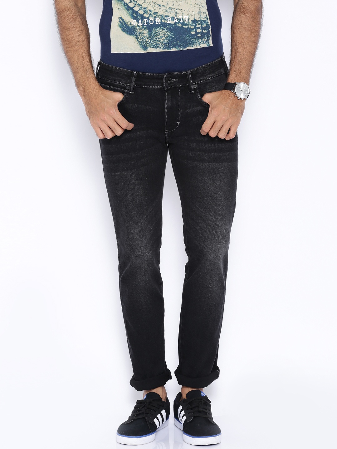 

Wrangler Black Washed Skanders Fit Jeans