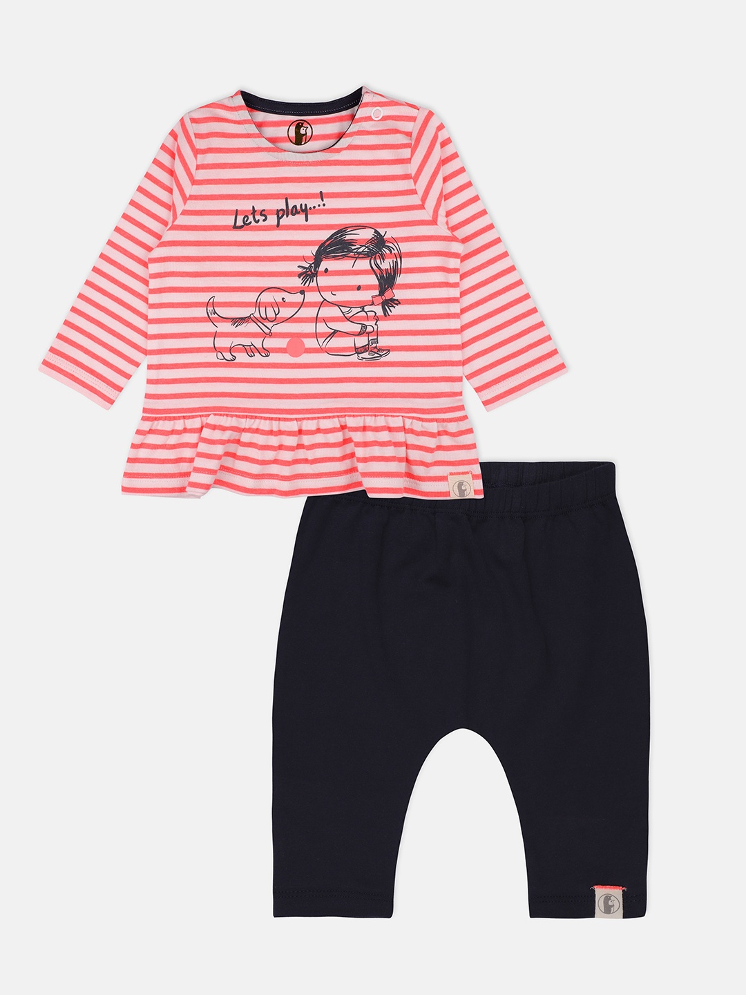 

Babysafe Girls Pink & Coral Striped Top with Pyjamas