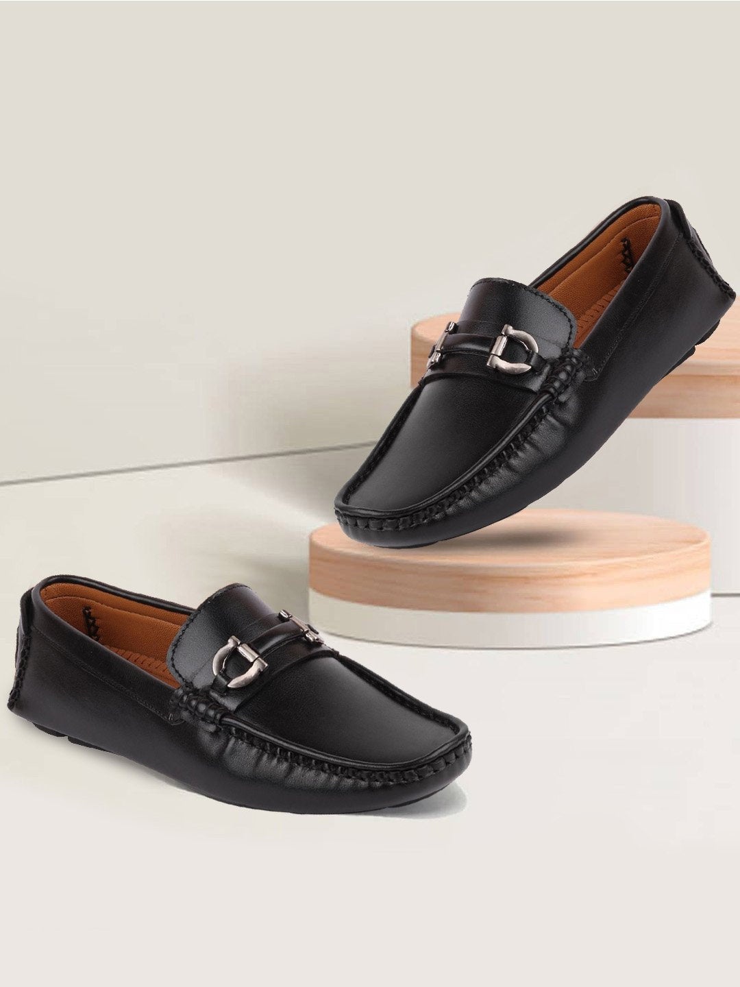 

FAUSTO Men Black PU Loafers