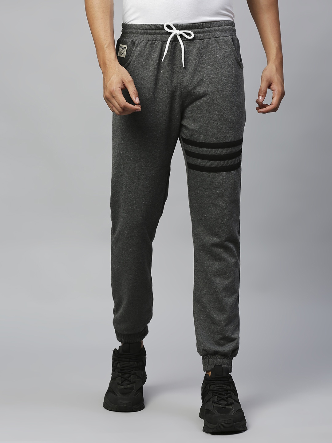 

Hubberholme Men Charocal Grey Straight Fit Solid Joggers, Charcoal