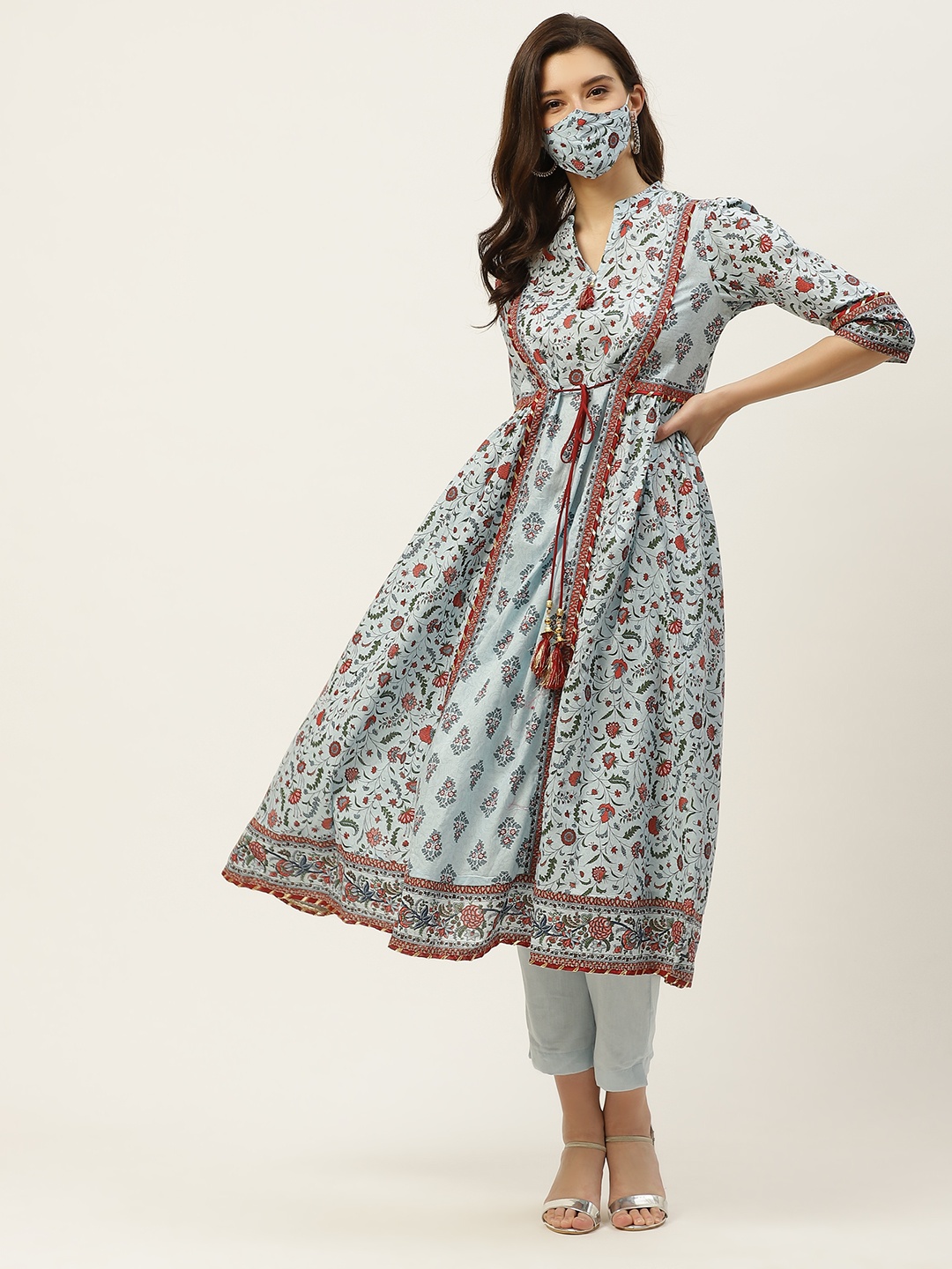 

Juniper Women Blue & Maroon Pure Cotton Printed Block Print Kurta