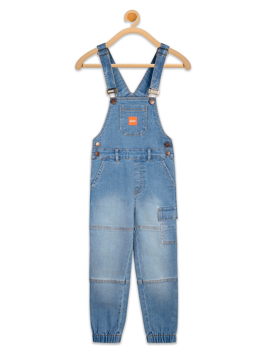 

Olele Boys Blue Solid Full Length Denim Dungaree