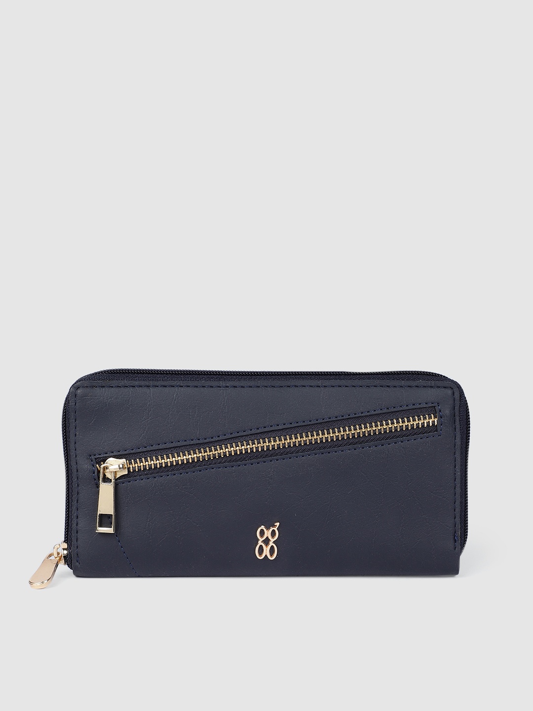 

Baggit Women Navy Blue Solid Zip Around Wallet