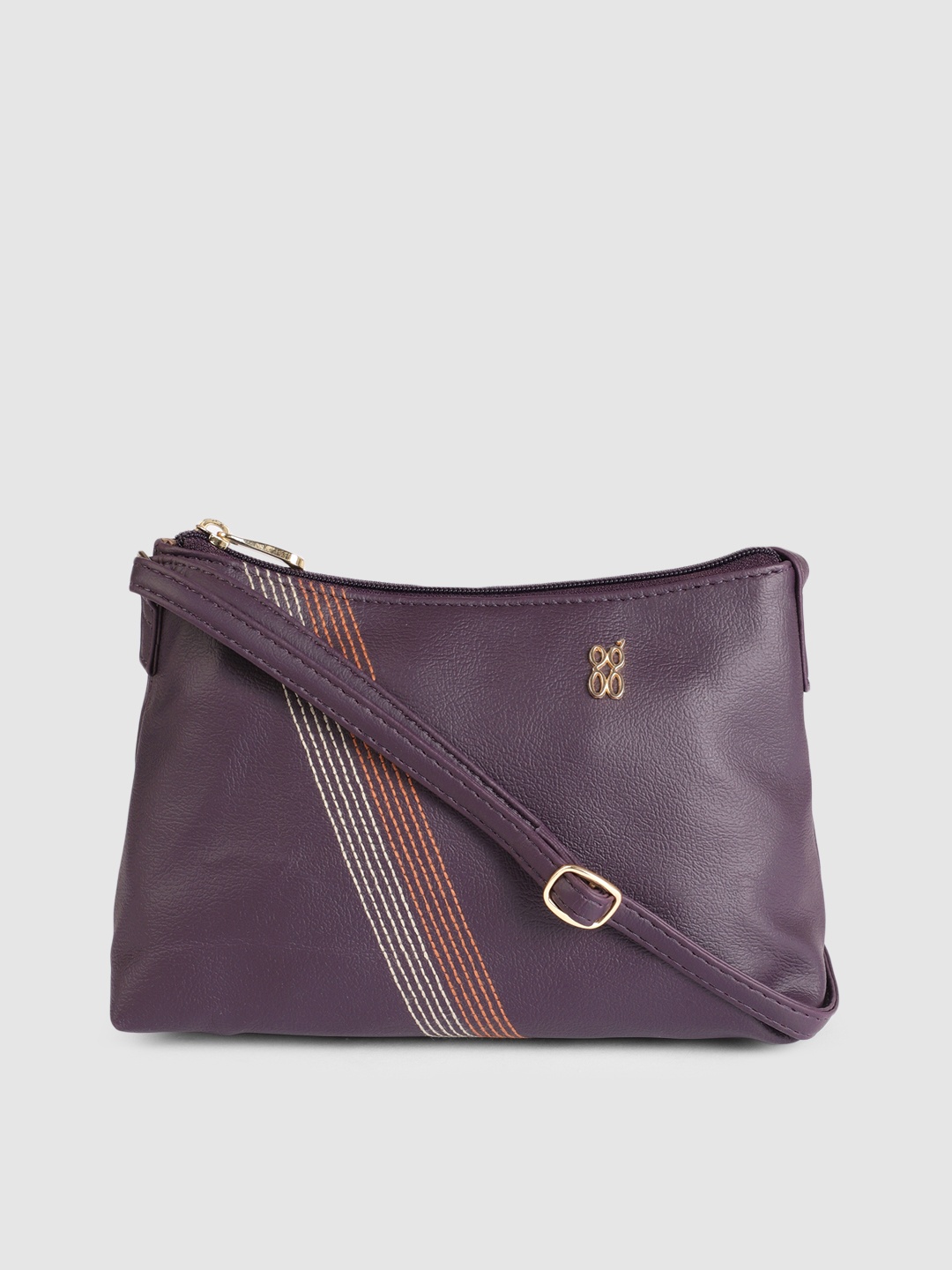 

Baggit Purple Striped Embroidery Sling Bag