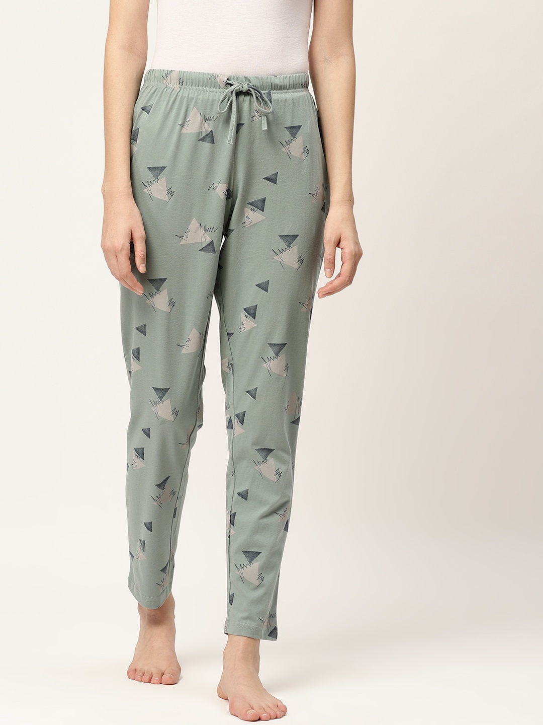 

ETC Women Green & Grey Printed Lounge Pants
