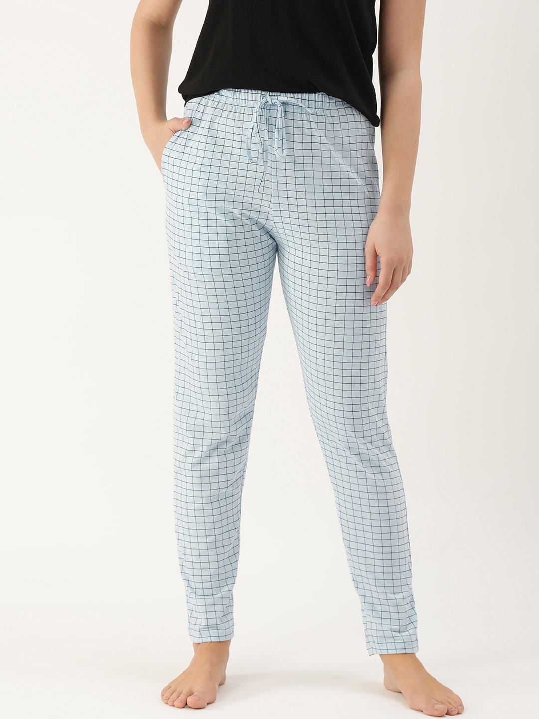 

ETC Women Blue & Black Checked Lounge Pants